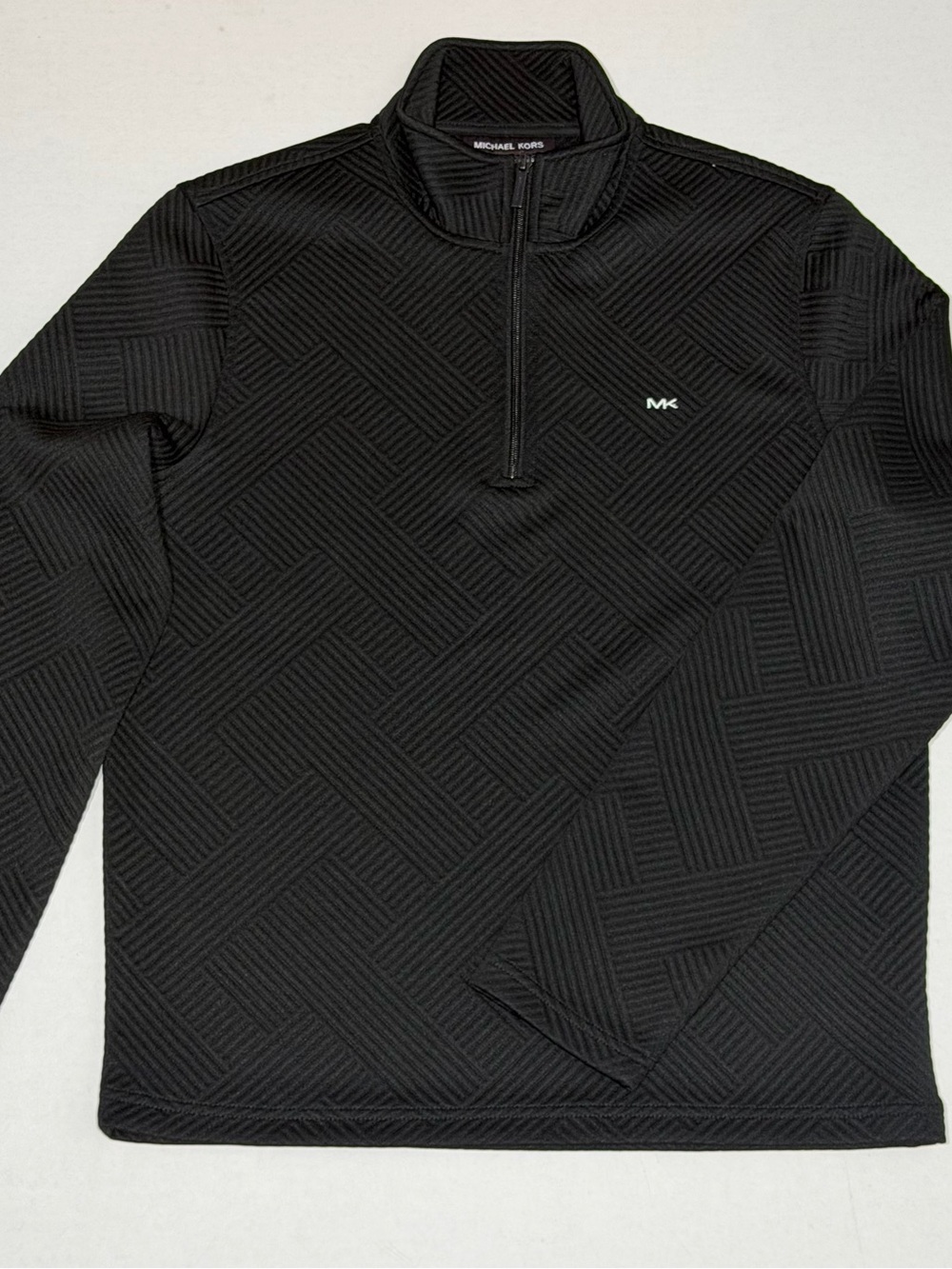 Michael Kors Black Textured Half-Zip Sweatshirt